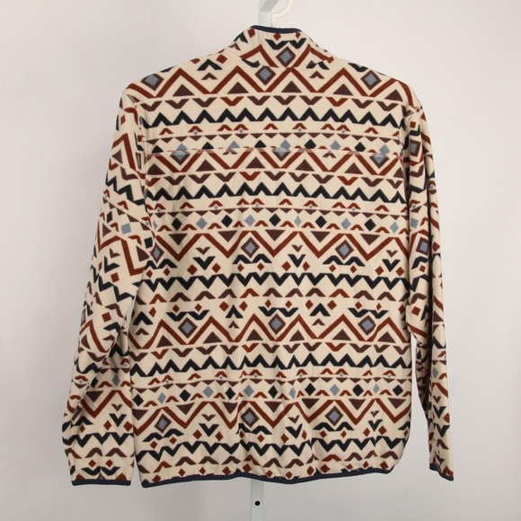 Eddie Bauer Fleece Pullover Mens XL Beige Aztec Print Quarter Snap Front Sweater - Picture 4 of 11